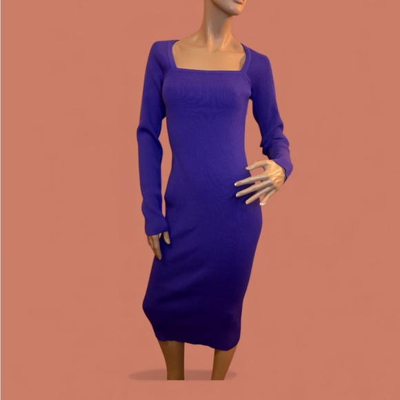 Forever 21 Ribbed Knit Square Neck Bodycon Dress – Purple – XL - Picture 8 of 8